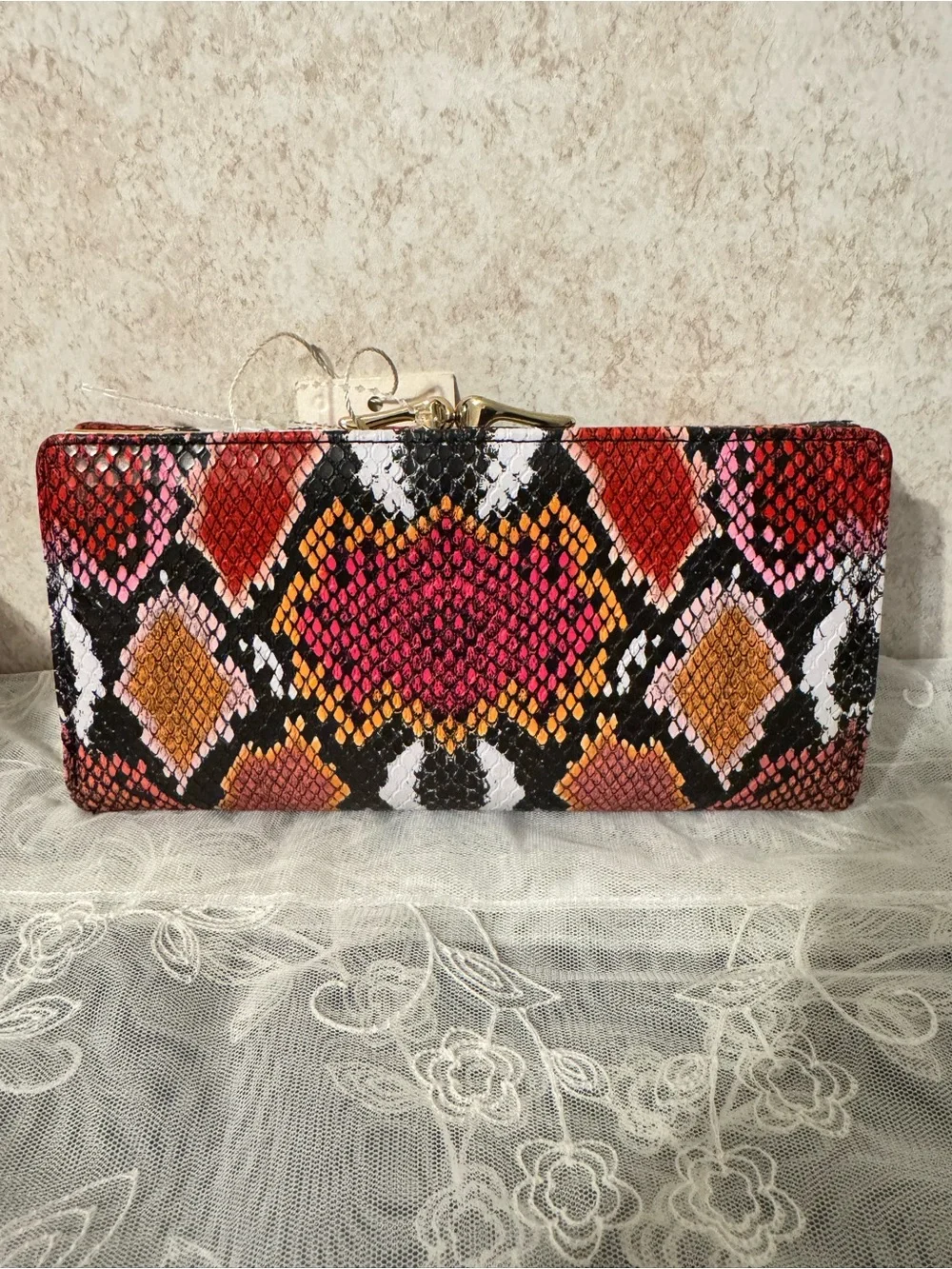 Le Miel Snake-Print Clutch Wallet in Multicolor